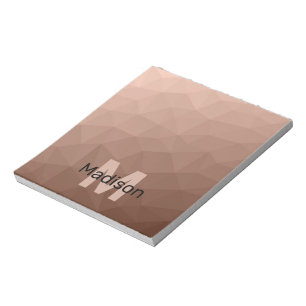 Bloc-note Marron moka motif géométrique en maille Monogramme