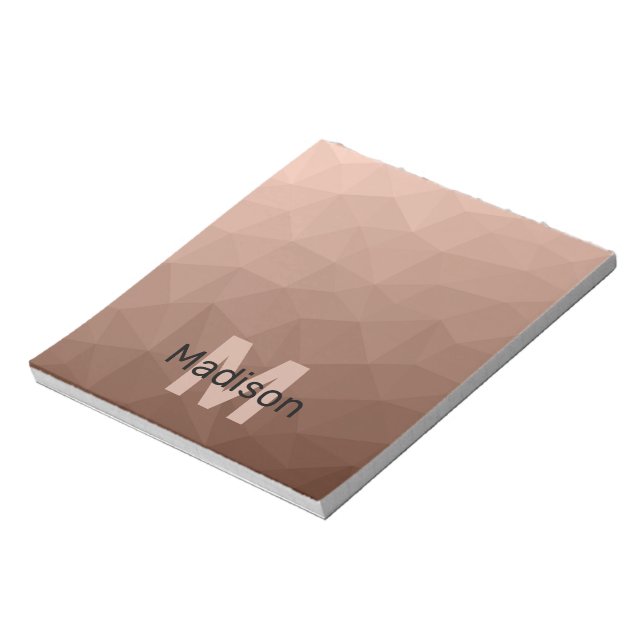 Bloc-note Marron moka motif géométrique en maille Monogramme (Tourné)