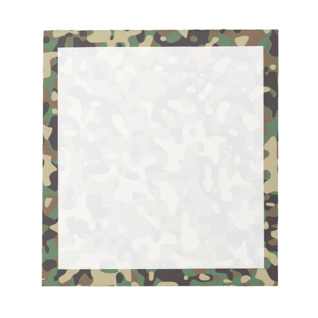Bloc-note Marron Vert Gris Camo Camouflage Bois de Tan (Devant)