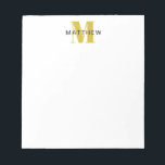 Bloc-note Masculine Initial/Nom Monogramme Noir et Or<br><div class="desc">Personnalisez ce carnet de notes pour vous-même ou en cadeau! Ajoutez votre nom à l'aide du formulaire de modèle facile. Sélectionnez "customiser plus loin" pour modifier les polices ou les couleurs.</div>