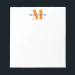 Bloc-note Masculine Initial/Nom Monogramme orange et bleu<br><div class="desc">Personnalisez ce carnet de notes pour vous-même ou en cadeau! Ajoutez votre nom à l'aide du formulaire de modèle facile. Sélectionnez "customiser plus loin" pour modifier les polices ou les couleurs.</div>