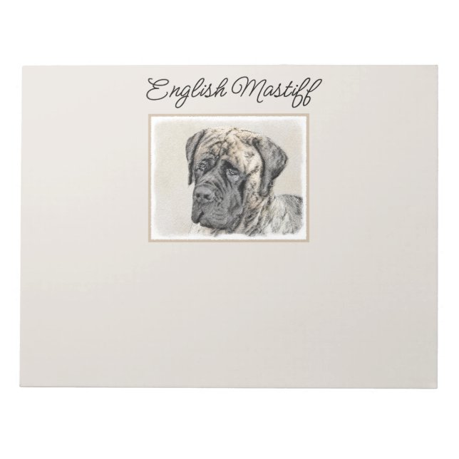 Bloc-note Mastiff anglais (Brindle) Peinture - Chien Art (Devant)