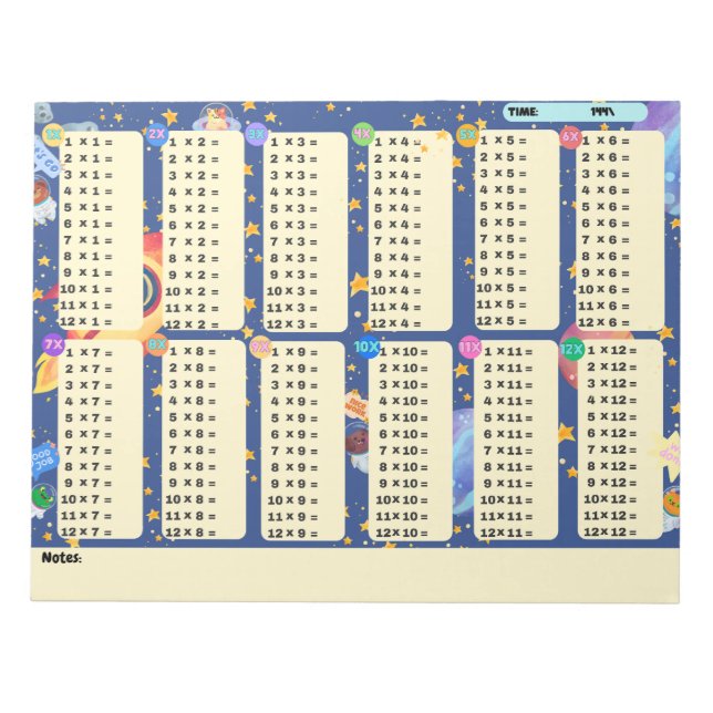 Bloc-note Math Drill Space Adventure (Multiplication) (Devant)