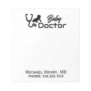 Bloc-note Médecin de bébé pédiatre MD Stethoscope