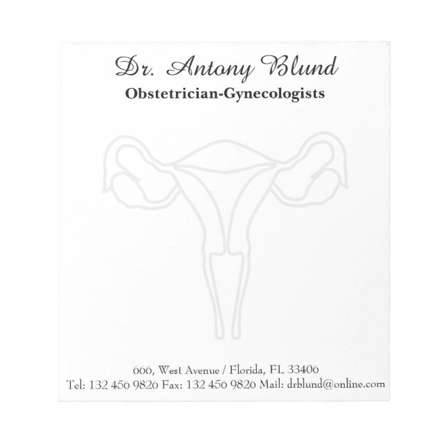 Bloc-note Médecin Obstétricien OBGYN Elegant Uterus Cervix (Devant)