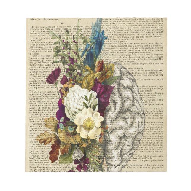 Bloc-note medical floral brain anatomy poster (Devant)