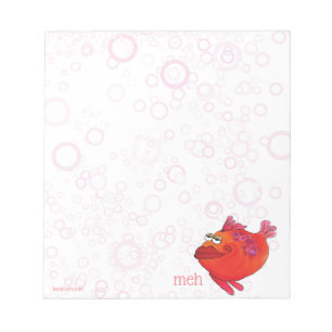 Bloc-note Meh Whimsical Fish Art en rouge et rose