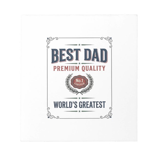 Bloc-note Meilleur Papa Design de T-Shirt avec Gravure Vinta (Devant)