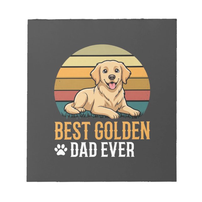Bloc-note Meilleur Papa Golden Retriever Rétro Chien (Devant)