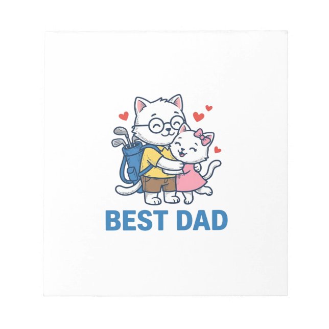 Bloc-note Meilleur Papa Golf Chat Câlin Mignon Design Vector (Devant)