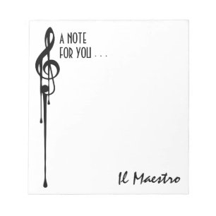 Bloc-note MELTPOINT WHITE Black G-Clef 'Il Maestro' Custom