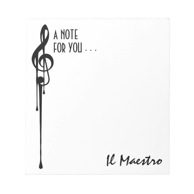 Bloc-note MELTPOINT WHITE Black G-Clef 'Il Maestro' Custom (Devant)