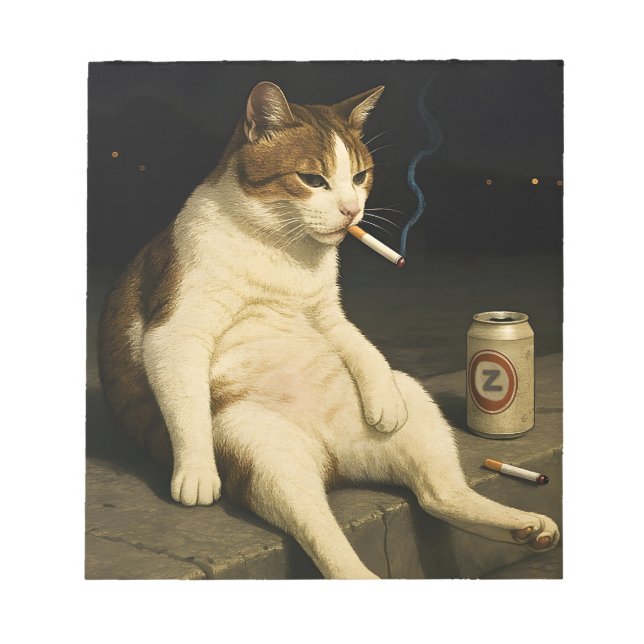 Bloc-note Meme de chaton cigarette drôle de chat qui fume Ge (Devant)