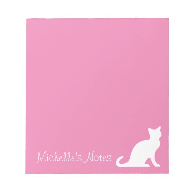 Bloc-note Mémorial personnalisé pour chat rose et blanc (Devant)