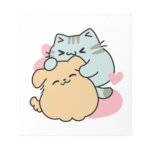 Bloc-note Meow & Woof Perfect Together - Cute Cat and Dog (Devant)