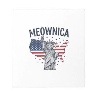 Bloc-note Meownica Chat Patriotique Design Vectoriel Vintage