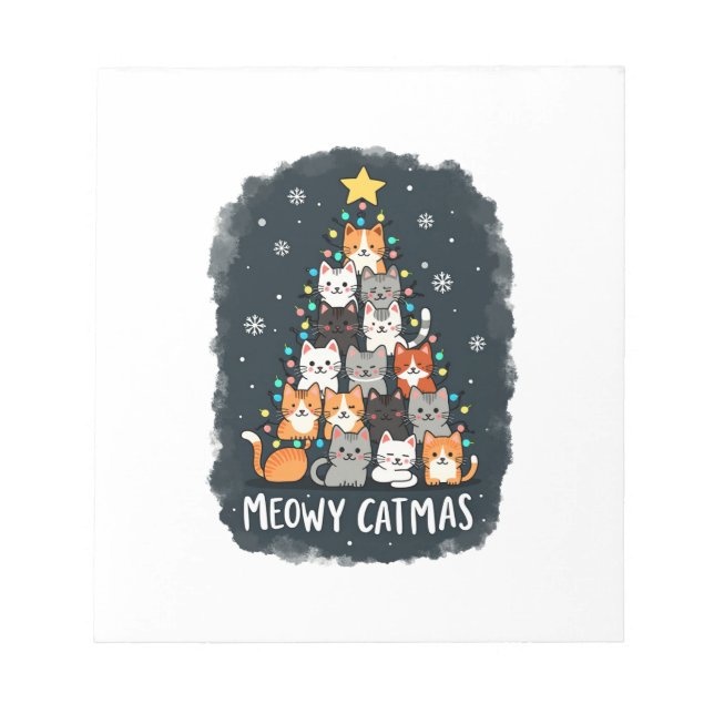 Bloc-note Meowy Catmas Cat Arbre de Noël Xmas Filles Garçons (Devant)
