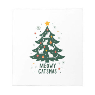 Bloc-note Meowy Catmas Chat Noël Arbre de Noël Xmas Drôle de