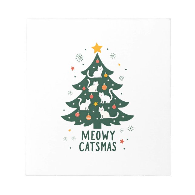 Bloc-note Meowy Catmas Chat Noël Arbre de Noël Xmas Drôle de (Devant)