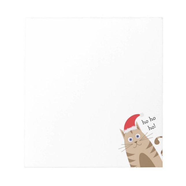 Bloc-note Meowy Xmas drôle chat porte casquette santa (Devant)
