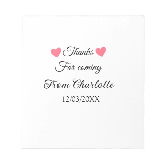 Bloc-note merci d'être venu nom du texte du message  (Devant)