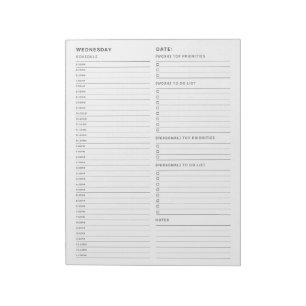 Bloc-note Mercredi Travail De La Maison À La Liste Des Activ
