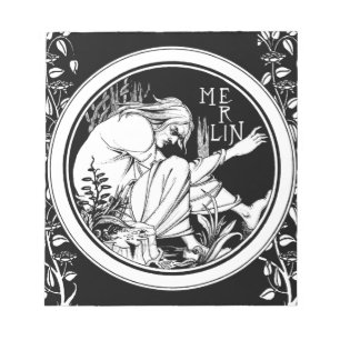 Bloc-note Merlin imaginaire Art Nouveau