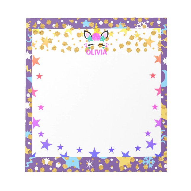 Bloc-note Mermaid Unicorn Enfants Personnalisés (Devant)