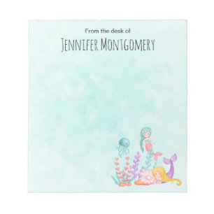 Bloc-note Mermaids et méduses sous l'aquarelle marine