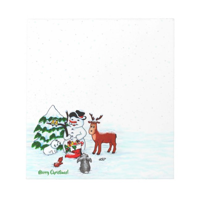 Bloc-note Merry Christmas! Snowman with Friends (Devant)