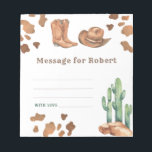 Bloc-note Message de capsule temporelle pour l'anniversaire<br><div class="desc">Lève-toi ! Ce design de cow-boy aquarelle. Cette conception présente des couleurs neutres modernes dans une application d'aquarelle. Design en imprimé vaches,  casquette cowboy,  cactus du désert,  bottes de cowboy.</div>