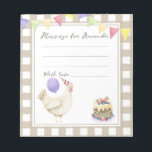 Bloc-note Message de la capsule d'anniversaire de poussin mi<br><div class="desc">Une Petite Petite Petite Chick. Fête anniversaire de enfant de l'aquarelle. Aquarelle poulet mignon ou coq dans le casquette d'anniversaire,  gâteau aux baies,  ballon violet,  guirlande festive de drapeaux. Arrière - plan en cage beige-marron.</div>