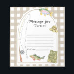 Bloc-note Message de la Capsule de temps Little Fisherman<br><div class="desc">Aquarelle de pêche,  poisson,  casquette panama du pêcheur avec hameçon et spinner,  gilet de pêche. cage Brown.</div>