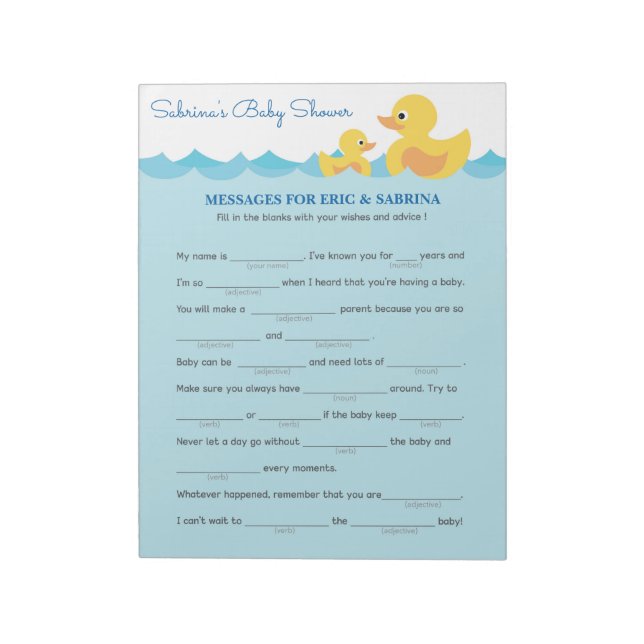 Bloc-note Message pour les parents d'être Baby shower de can (Tourné)