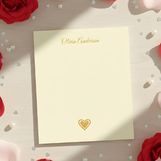 Bloc-note Metallic Gold Heart Valentines Day Personalized
