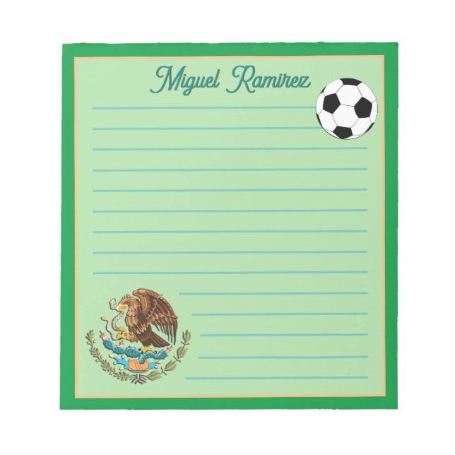 Bloc-note Mexique Boule de soccer personnalisée, Nom, Linked (Devant)