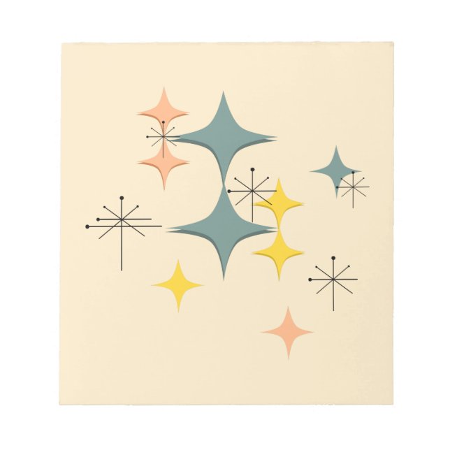 Bloc-note Mid Century Modern Eames atomique Starburts person (Devant)