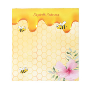Bloc-note Miel motif d'abeille dorée goutte à goutte de miel