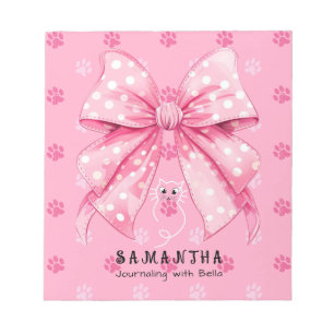 Bloc-note Mignon Chat Coquette Nœud Rose Cadeau Scolaire pou
