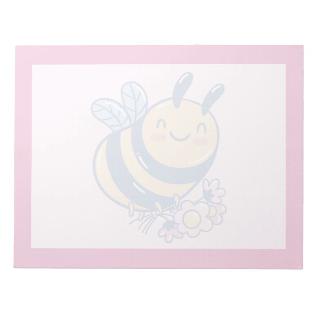 Bloc-note Mignon design d'abeille et de petites fleurs (Devant)