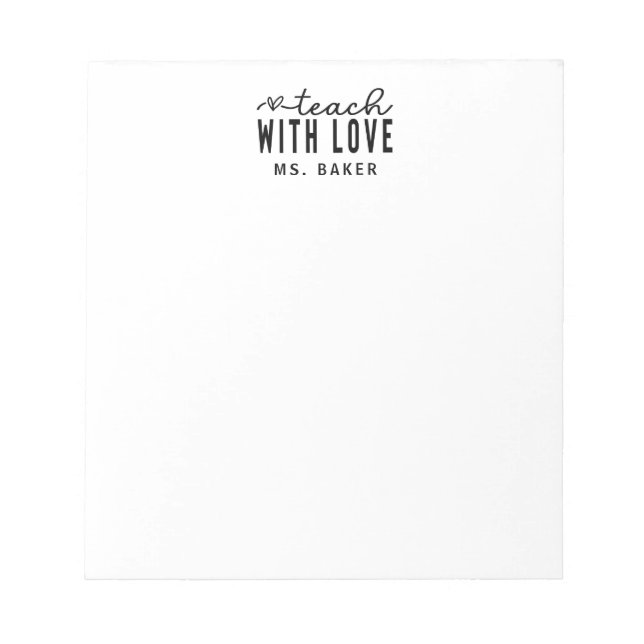 Bloc-note Mignon Enseigner Avec Amour Typographie Tendance C (Devant)