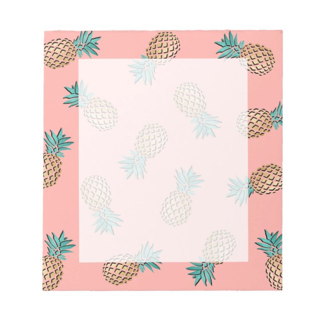 Bloc-note mignon été tropical faux motif d'ananas (Devant)