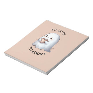 Bloc-note Mignon fantôme Kawaii tenant un café aquarelle