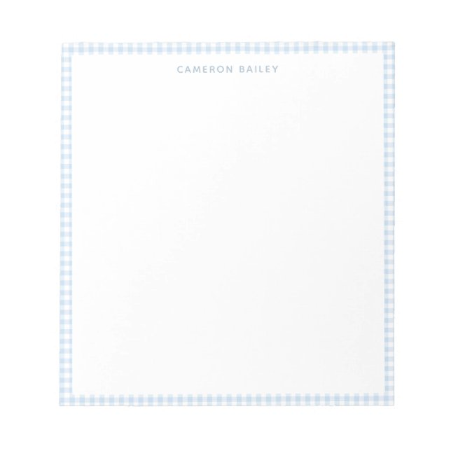 Bloc-note Mignon Gingham Bleu Clair Personnalisé (Devant)