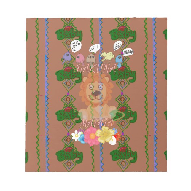 Bloc-note Mignonne Bébé Lion King : Hakuna Matata Design (Devant)