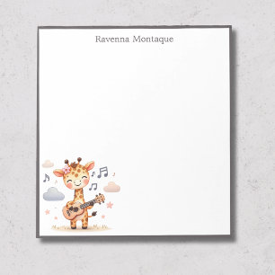 Bloc-note Mignonne Fille Girafe Pastel Bordure Nom Nurserie