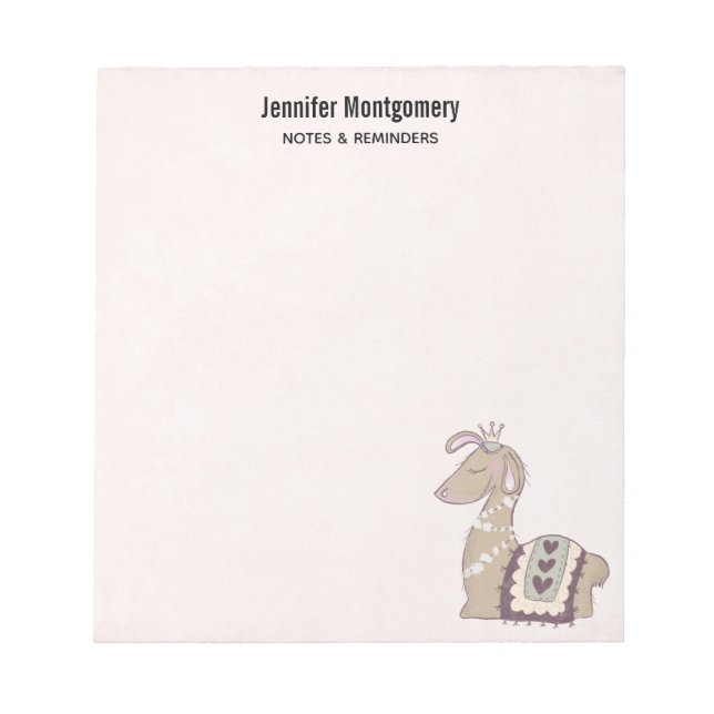 Bloc-note Mignonne Llama Princesse portant une couronne (Devant)