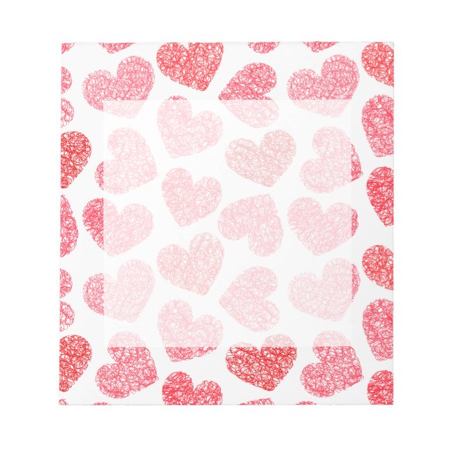 Bloc-note Mignonne Rouge Doodled Heart Valentine's Day Motif (Devant)
