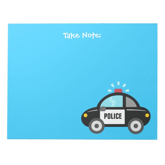 Bloc-note Mignonne voiture de police avec sirène pour enfant (Devant)