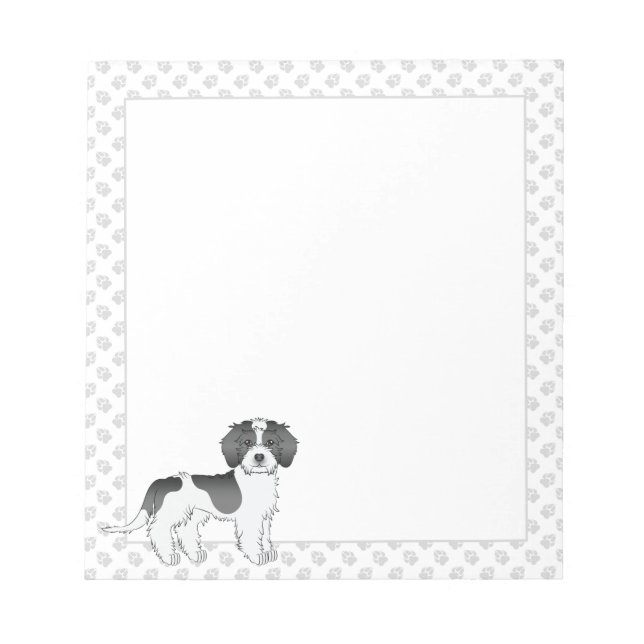 Bloc-note Mini Goldendoodle noir et blanc à taches & Pattes (Devant)